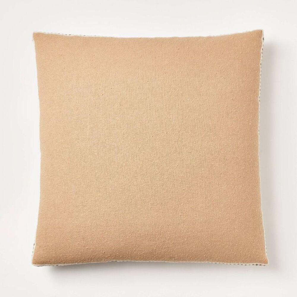 Oversized Woven Striped Square Throw Pillow Beige  Beige